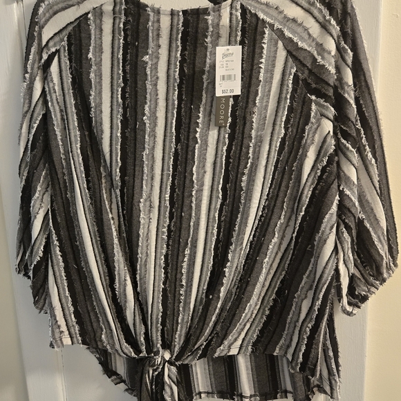 Preswick & Moore Black and White Striped Blouse Size 1XL NWT - Picture 3 of 7